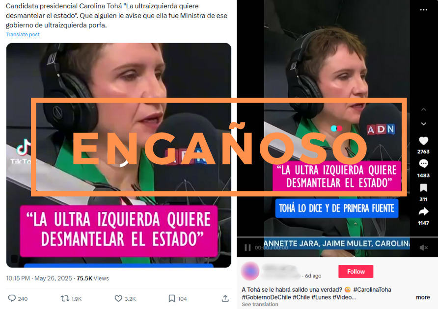 “Tohá dijo que la ultraizquierda quiere desmantelar el Estado”: Engañoso