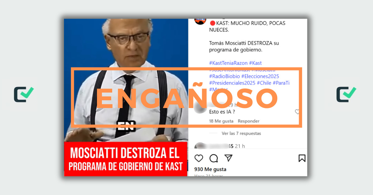 ENGAÑOSO: El video de Mosciatti que compara el programa presidencial de J.A Kast con un texto “escolar” es de 2021, no de 2025